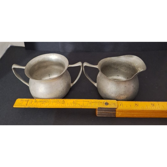 Vintage Cornwall Pewter Middletown Conn USA Sugar and Creamer #13 - Picture 8 of 8